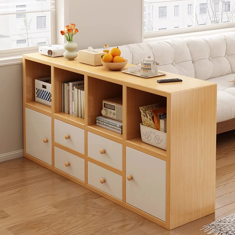 书柜储物柜一体靠墙柜子客厅靠墙家用实木书柜置物架家用书架