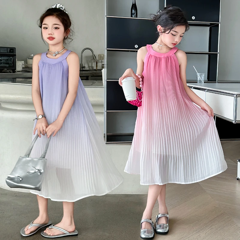 女童波西米亚连衣裙2024新款夏季女大童吊带裙女孩沙滩裙夏装长裙