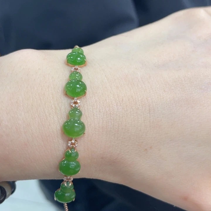 和田玉18K金镶嵌手链