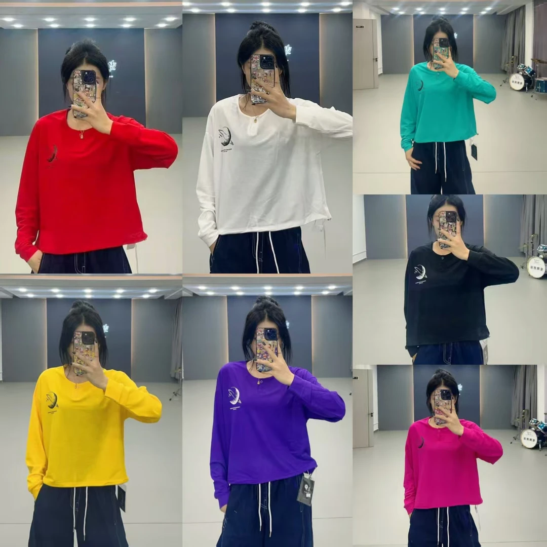 秋季新款9596款星球印花款抽绳长袖T恤 宽松显瘦百搭时尚 洋气