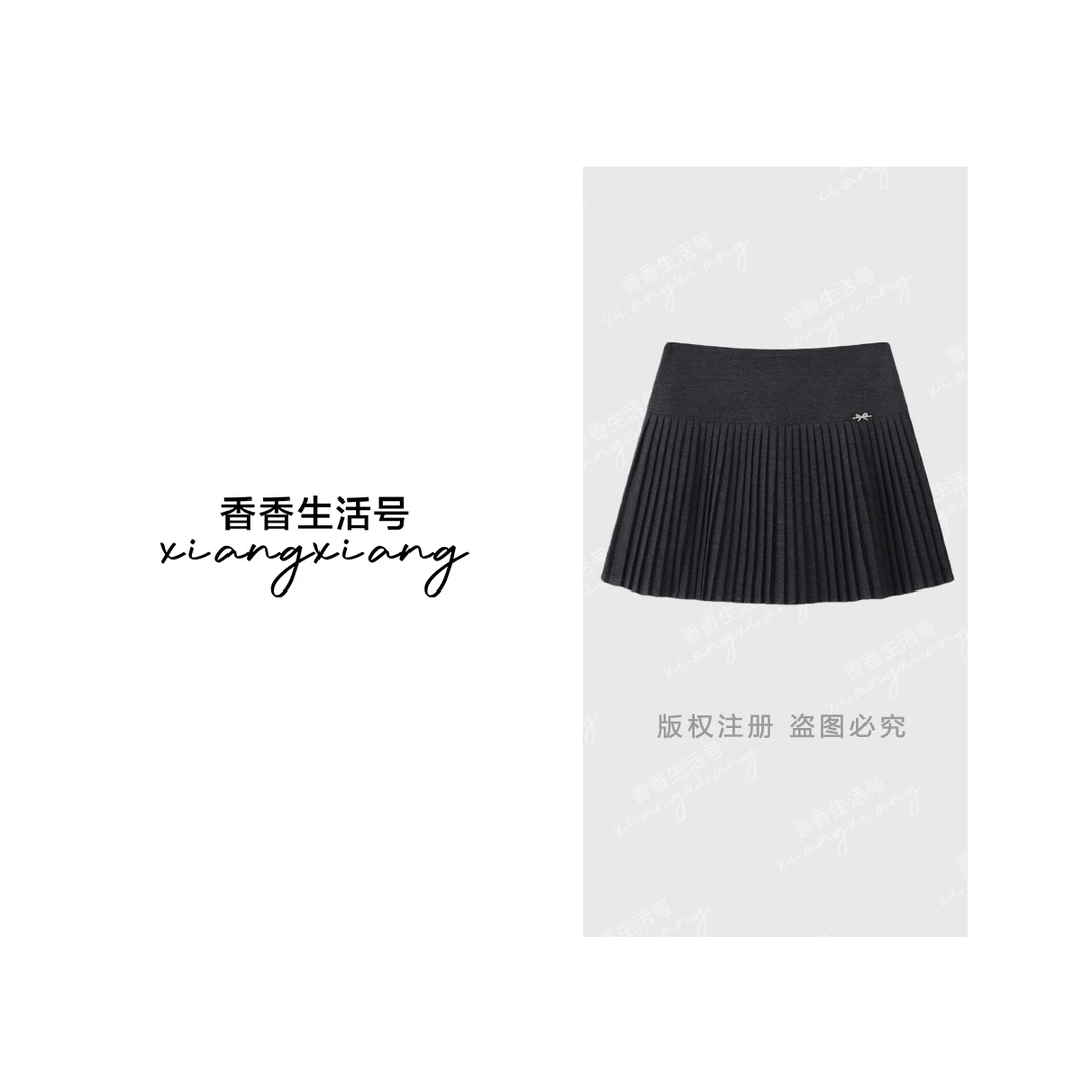 【婷婷专属】“俏皮少女”新款纯百褶短裙时尚高腰防走光半身裙8032