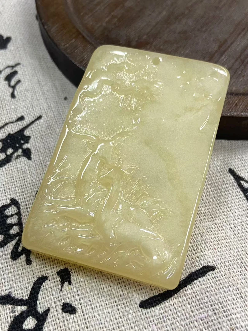 86 灵鹿回头植物珀大吊牌--多样性发其一 大气精美时尚吊坠567