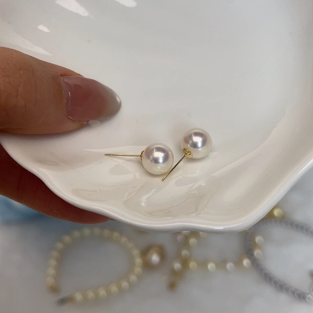 海水珍珠18K金镶嵌耳饰