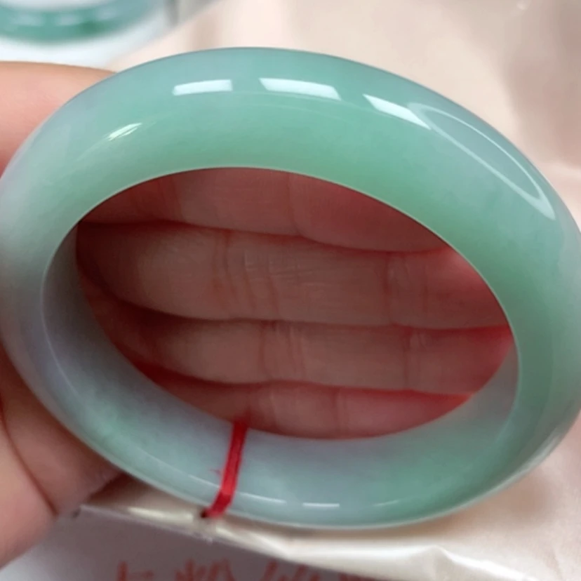 【闪购商品】翡翠手镯未镶嵌冰胶果绿手镯5455圈6号