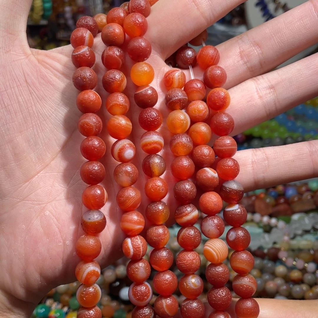 石英质玉，橘皮带眼缠丝玛瑙10mm一条，未镶嵌