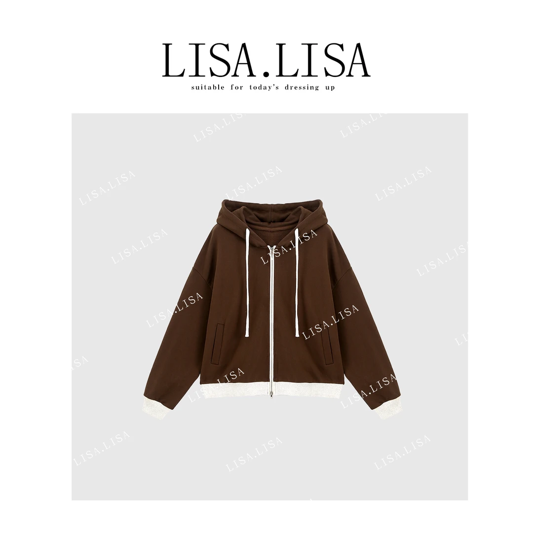 特！线下3&29！舒适随手套！版型超棒~撞色设计连帽女式外套L71012