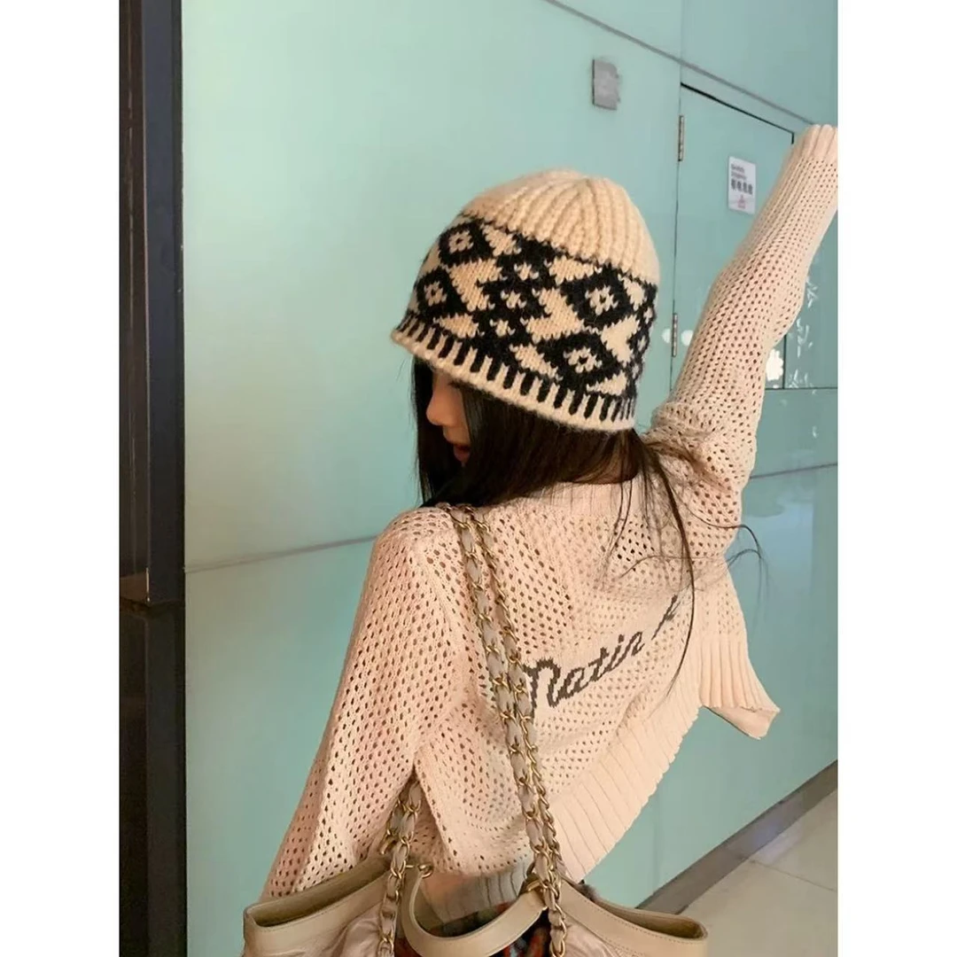 徐秋阳  菱格针织帽   百度时尚休闲设计感显瘦显白帽子