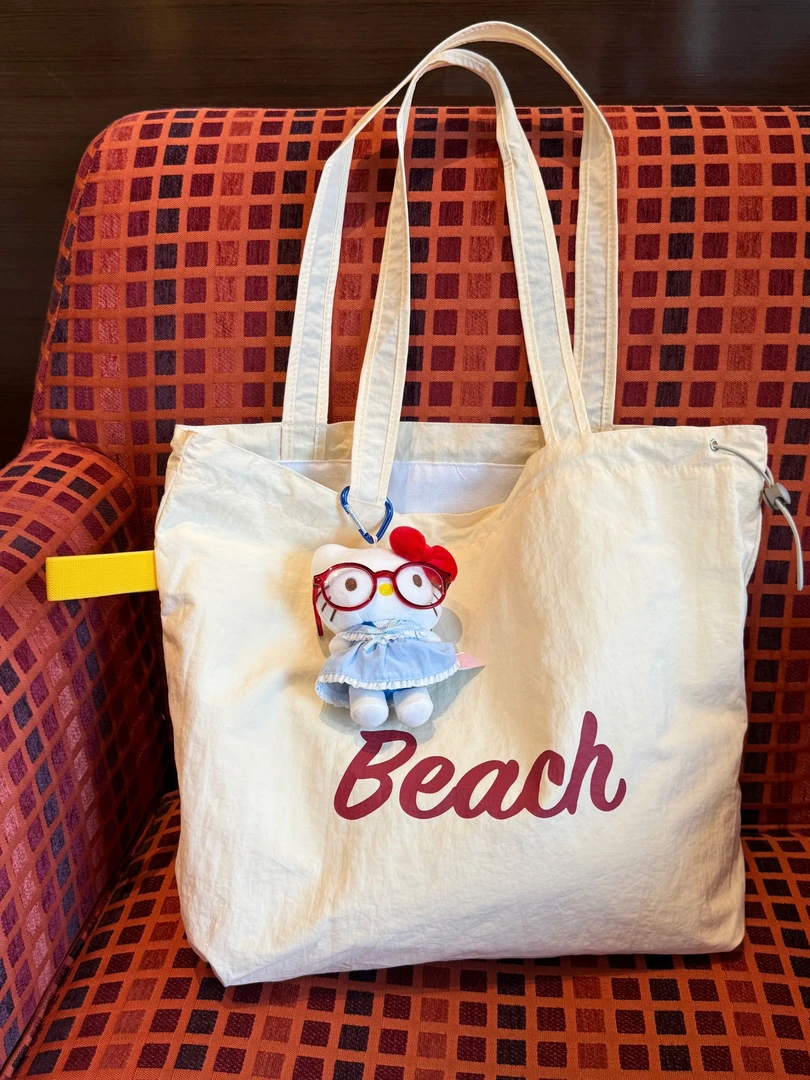 韩国多色沙滩包重工款beach字母单间休闲包包女款爆款2025新款