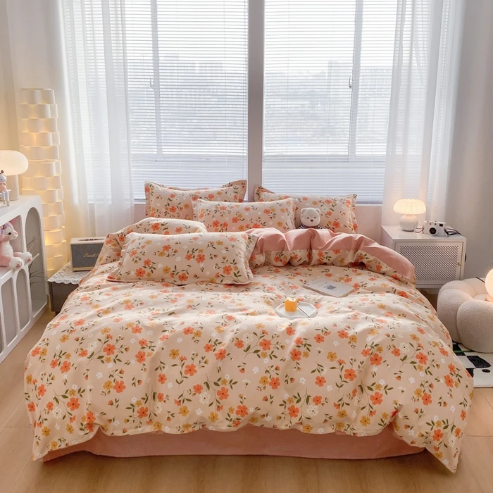 厚款新款A类磨毛100细纹棉磨毛三四件套单双人床单被套宿舍学生床