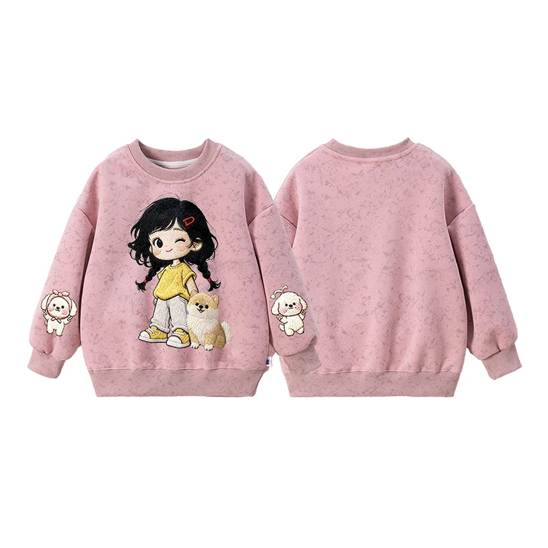 2025韩版童装卫衣辫子女孩长袖春秋百搭潮流洋气卡通