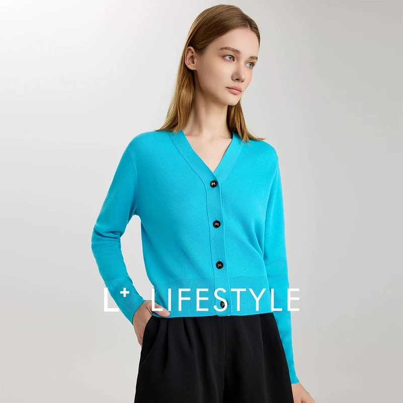 【女乔专属】lifestyle V领单排扣毛衫 L3374808