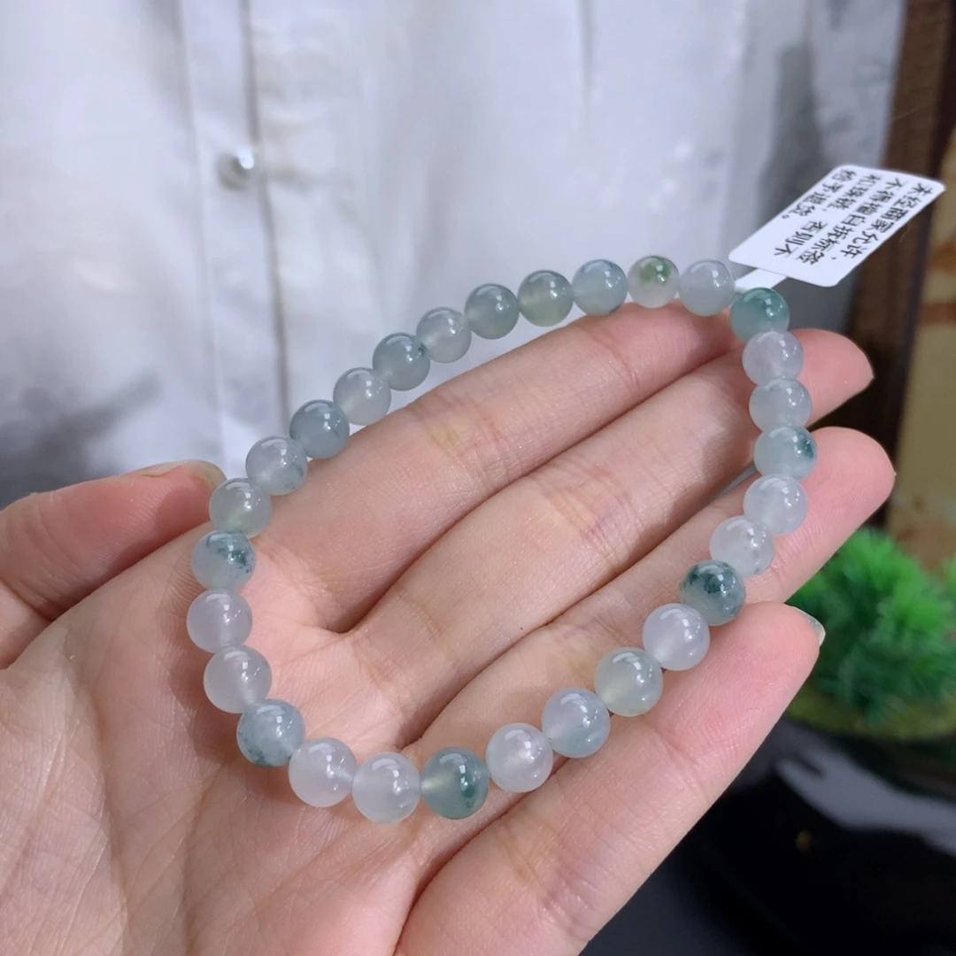 未镶嵌手串翡翠卡6.6冰润胶蓝飘花