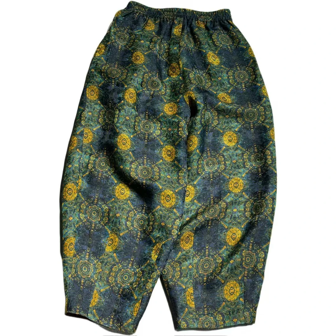 【八达晕】40姆米梵高油料显瘦休闲百搭萝卜宽松夏季花苞裤