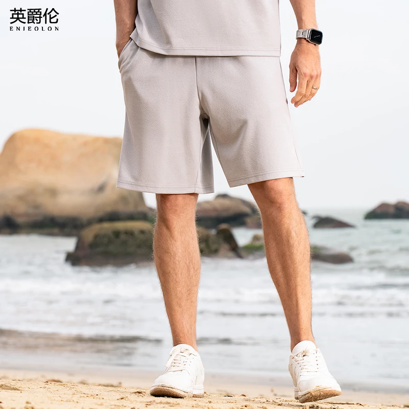 简约弹力休闲 宽松短裤男士夏天 纯色爽滑透气沙滩五分裤K2871