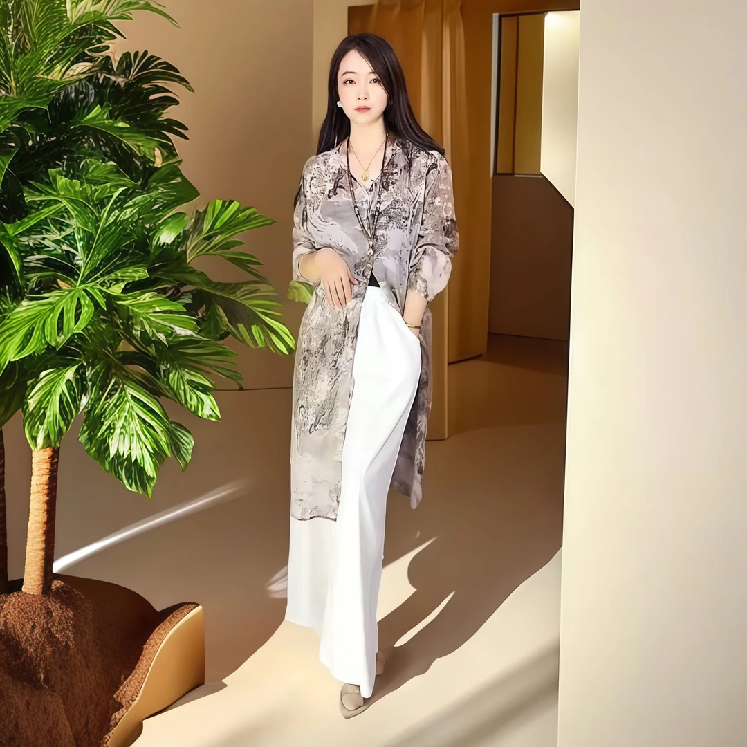 气质时尚长款名媛优雅夏季女神轻奢法式春季设计师罩衫1176