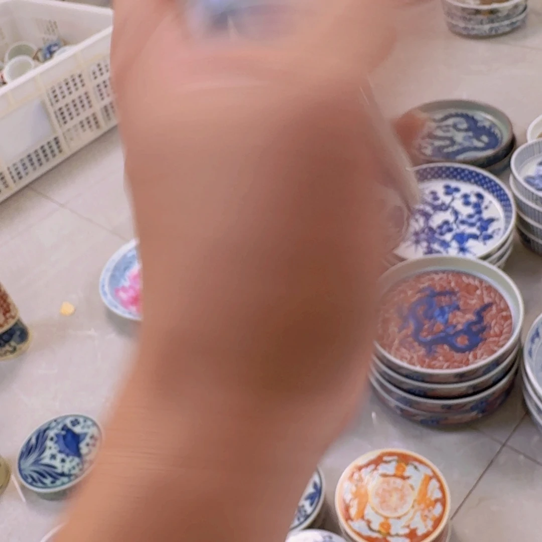 瓷片青花山水盖置景德镇