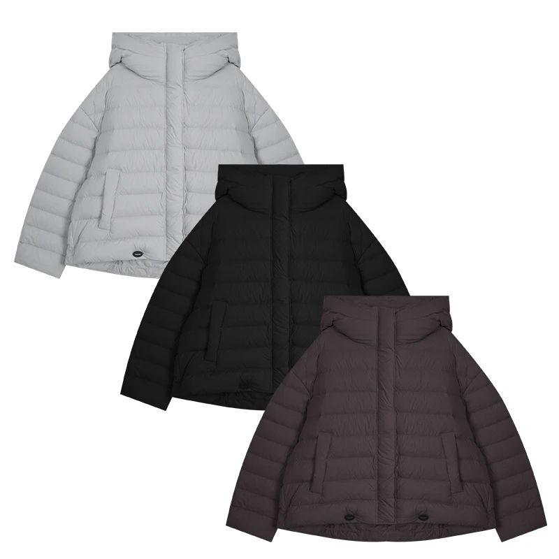 定制新款【连帽休闲短款羽绒服】宽松加厚保暖简约百搭白鸭绒女装