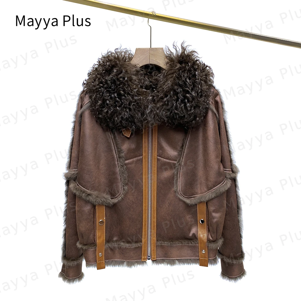 Mayya Plus原创设计时尚新款气质显瘦款秋冬皮毛一体外套32248127