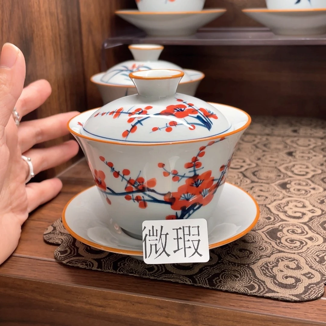 釉下彩纯手绘有瑕