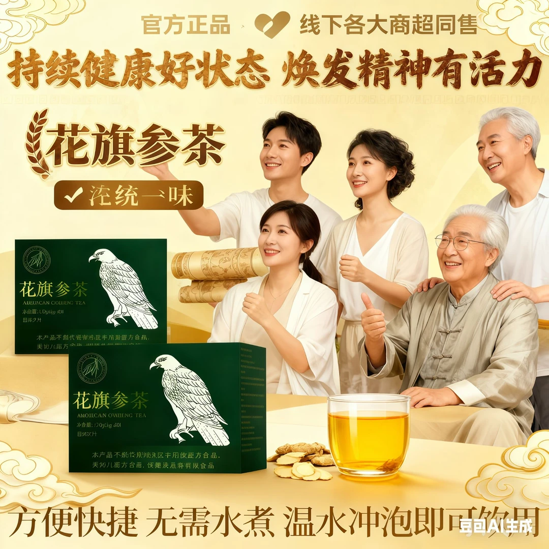 【官方正品】花旗参茶鹰牌西洋参缓解喝酒熬夜疲惫维稳免疫力养生茶