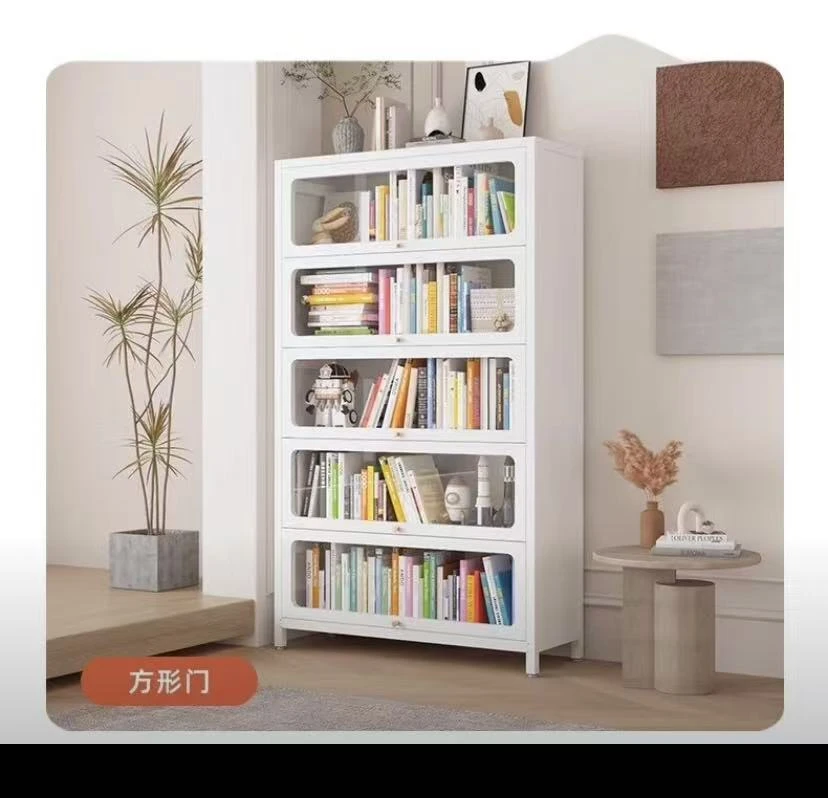 一体防尘放书多层书柜家用钢制带玻璃门防尘手办展示柜鞋柜书架