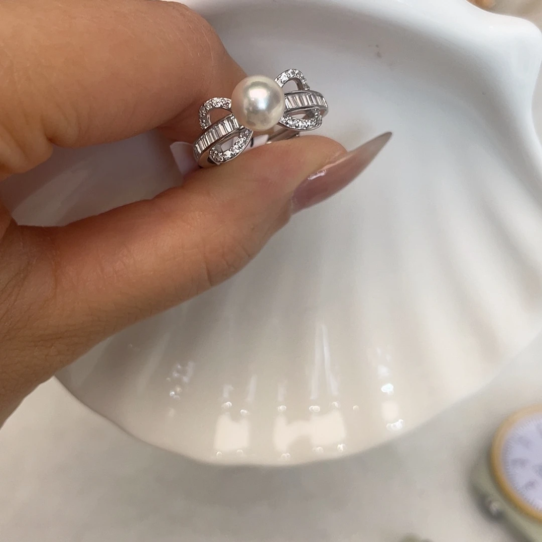 海水珍珠银S925镶嵌戒指