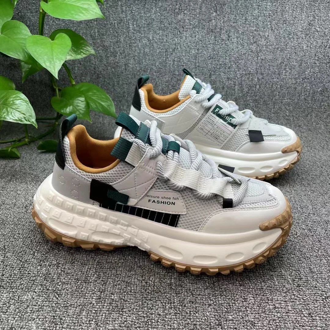 老爹鞋轮胎底男士休闲鞋2025春季新款韩版百搭舒适网面鞋厚底潮
