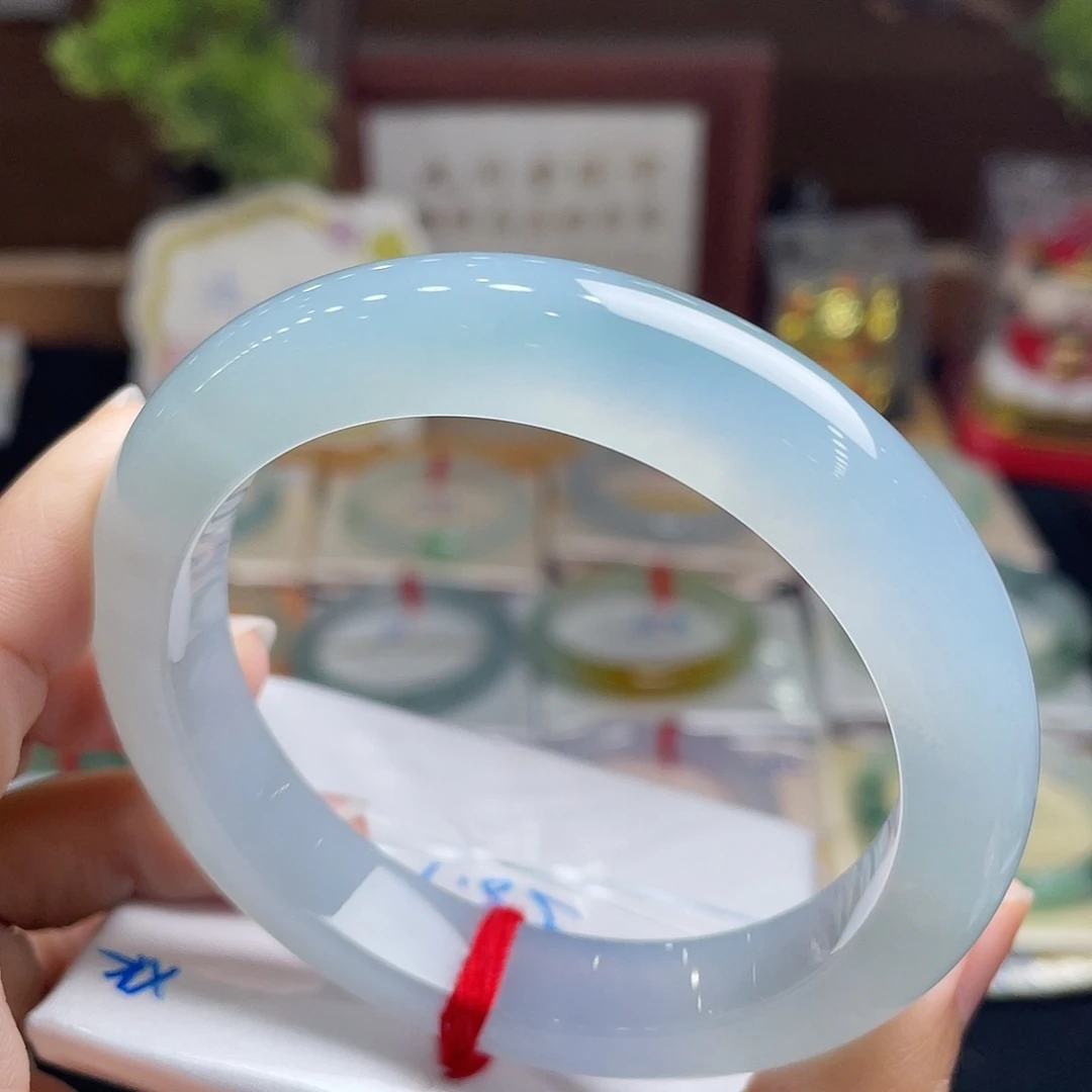 未镶嵌手镯翡翠15号 58+正圈 天空蓝