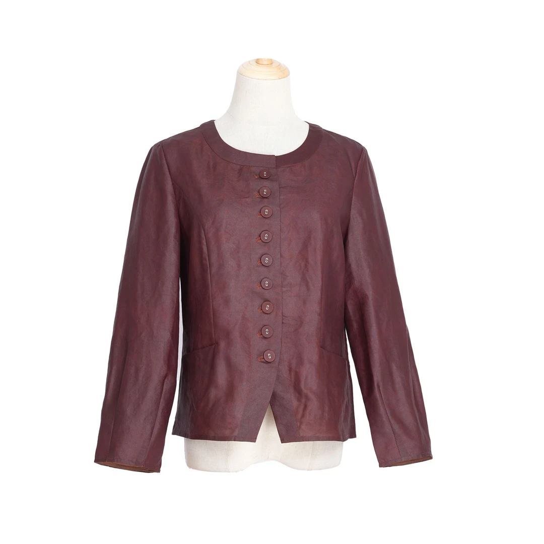 [筠浅]FY8190304红云纱前排扣外套