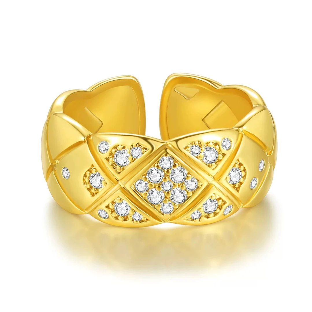 合金合成锆石戒指 香香宽版正确系列开口戒-zyy402