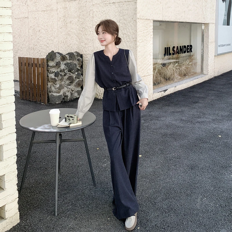 韩系ins通勤风套装裤2025春秋新款简约静奢风松弛感轻熟风两件套