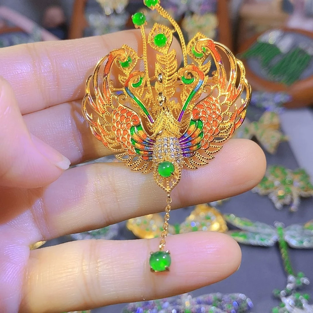 颈饰银S925镶嵌翡翠