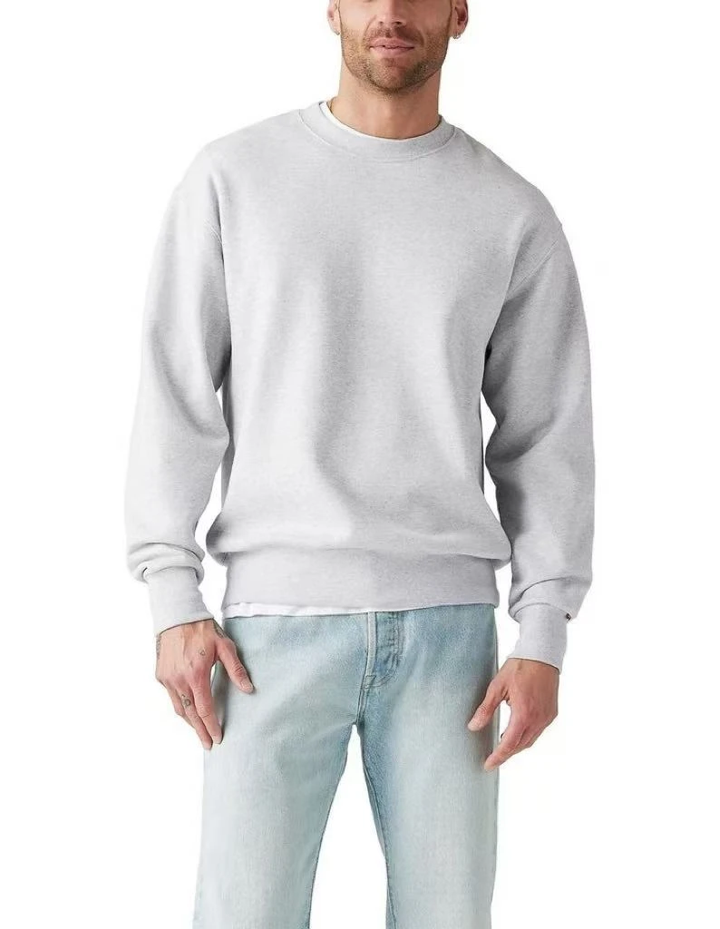 秋季宽松男圆领套头纯色毛圈卫衣休闲简约长袖上衣