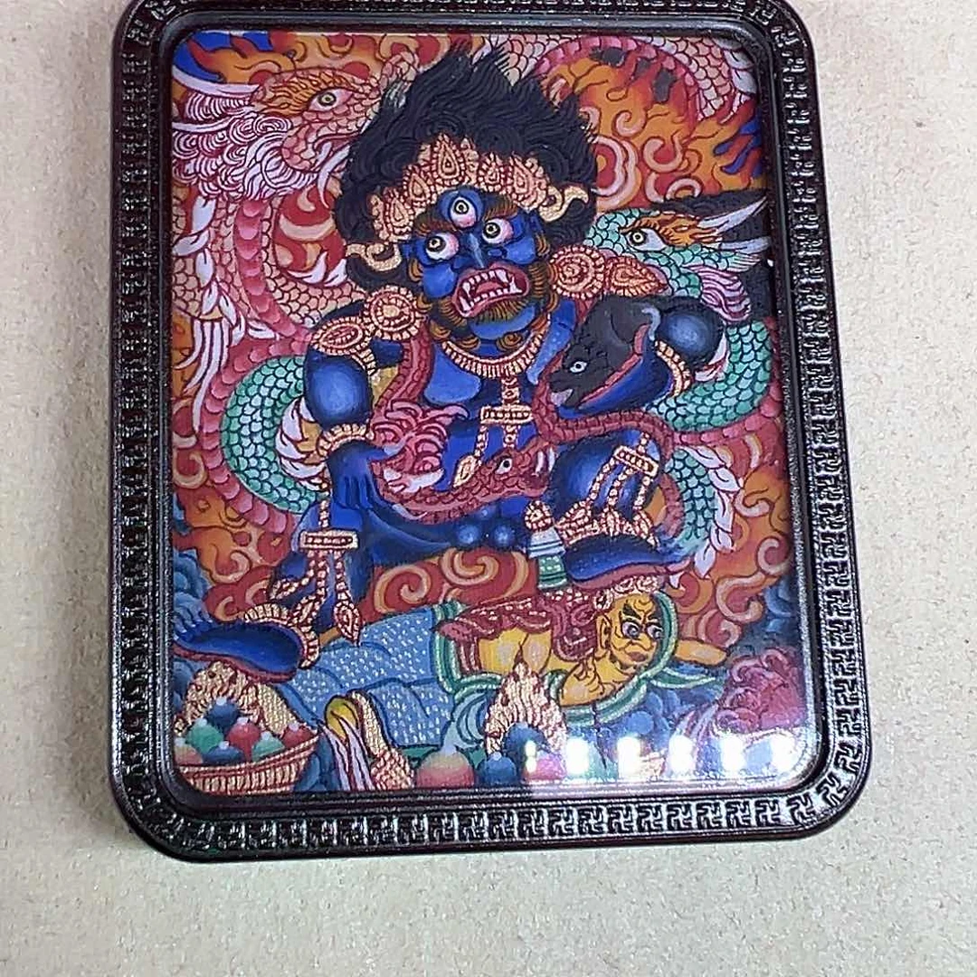 吊坠纯手绘矿物质原材料唐卡黑财神