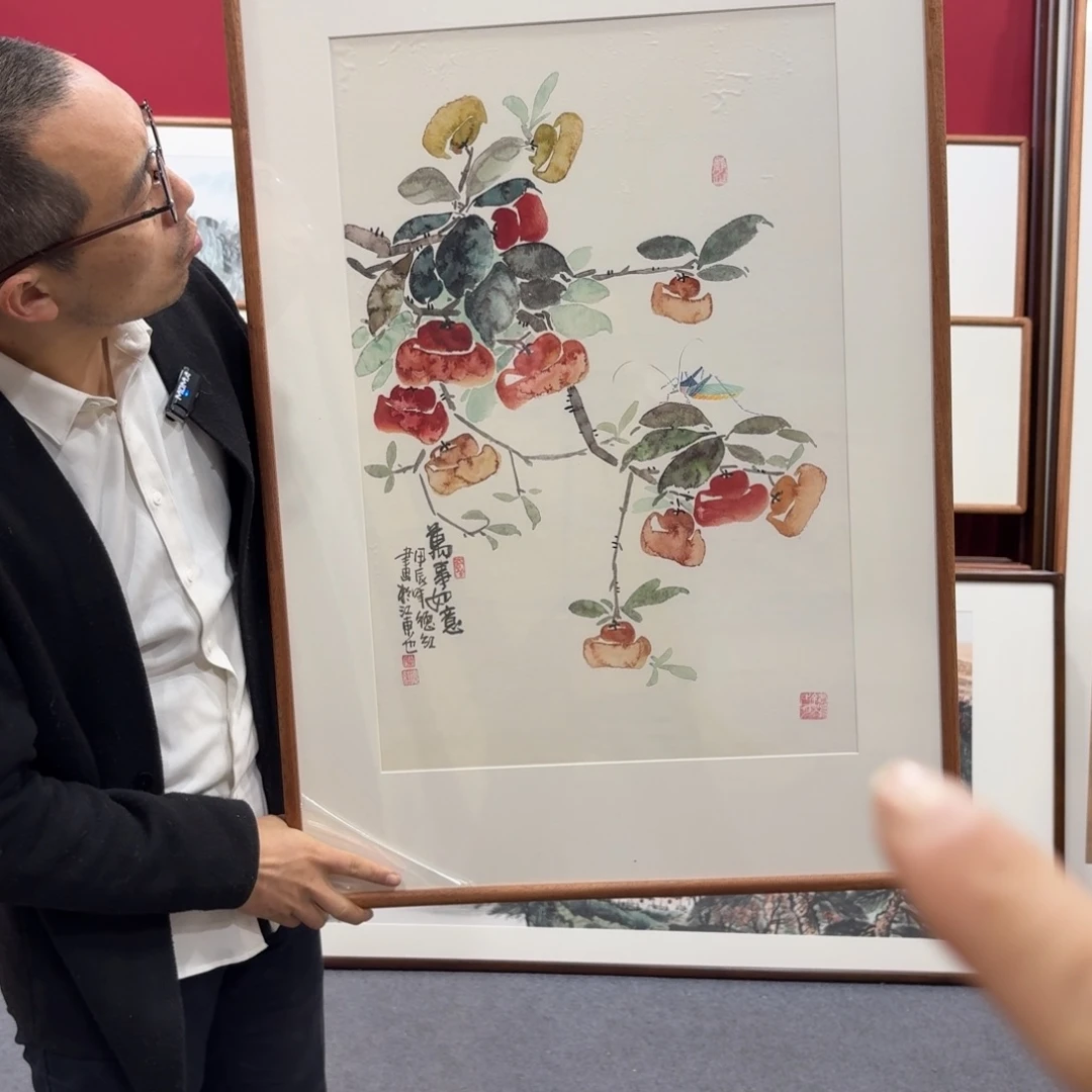 国画手绘作品带框