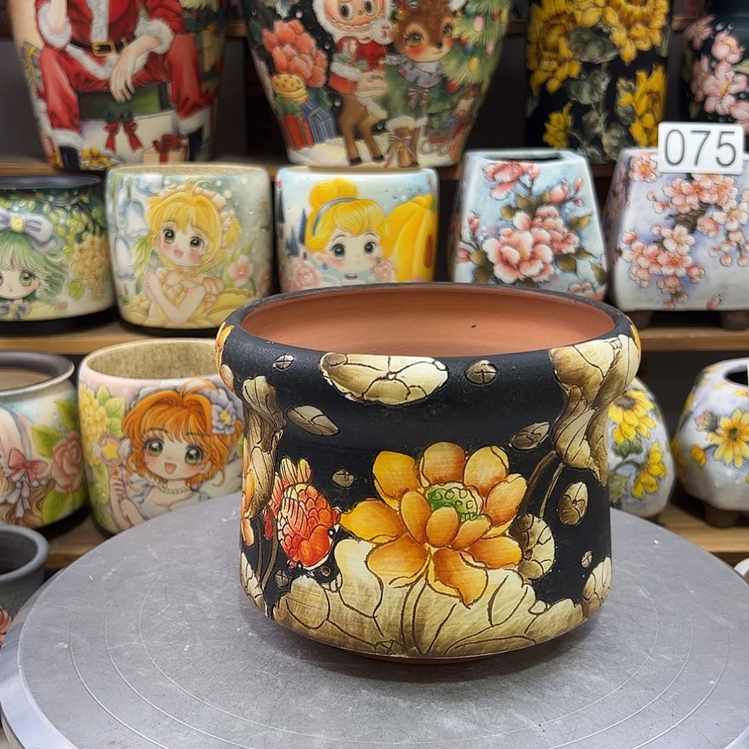 景德镇炫彩手绘口14高12