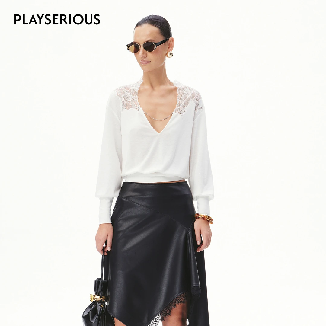 【慎婕同款】CNLEEWEI 2026春季新款正反两穿针织上衣半裙套装女