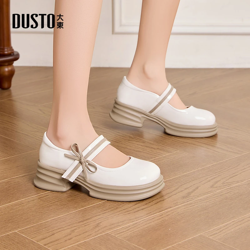 大东女鞋玛丽珍小皮鞋2025秋季新款轻便鞋子女软底英伦风皮鞋0202