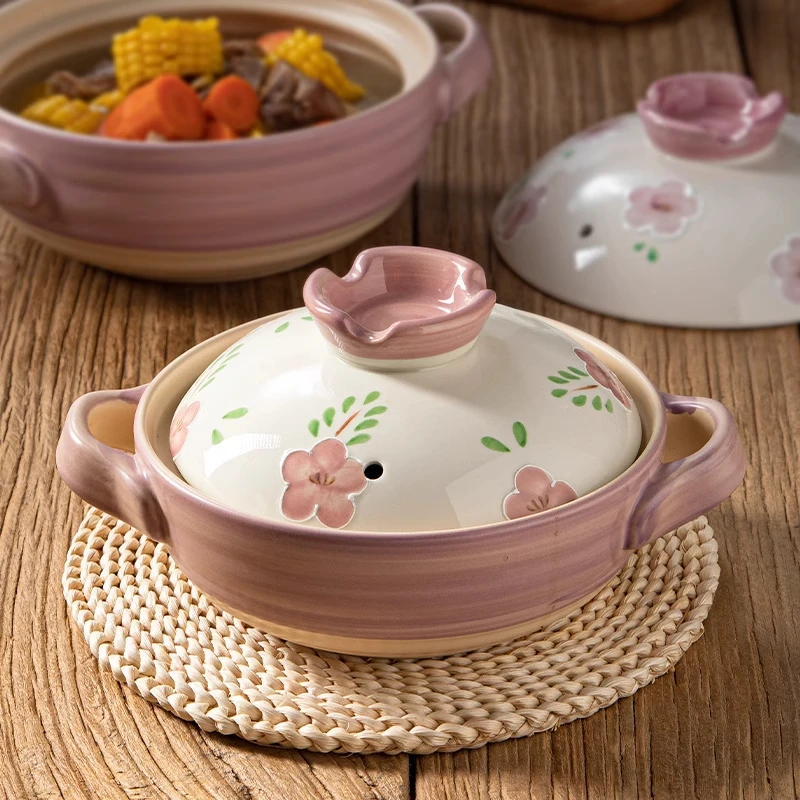 日式砂锅家用陶瓷炖锅燃煤气灶专用海鲜粥煲仔饭沙锅煲汤双耳汤锅