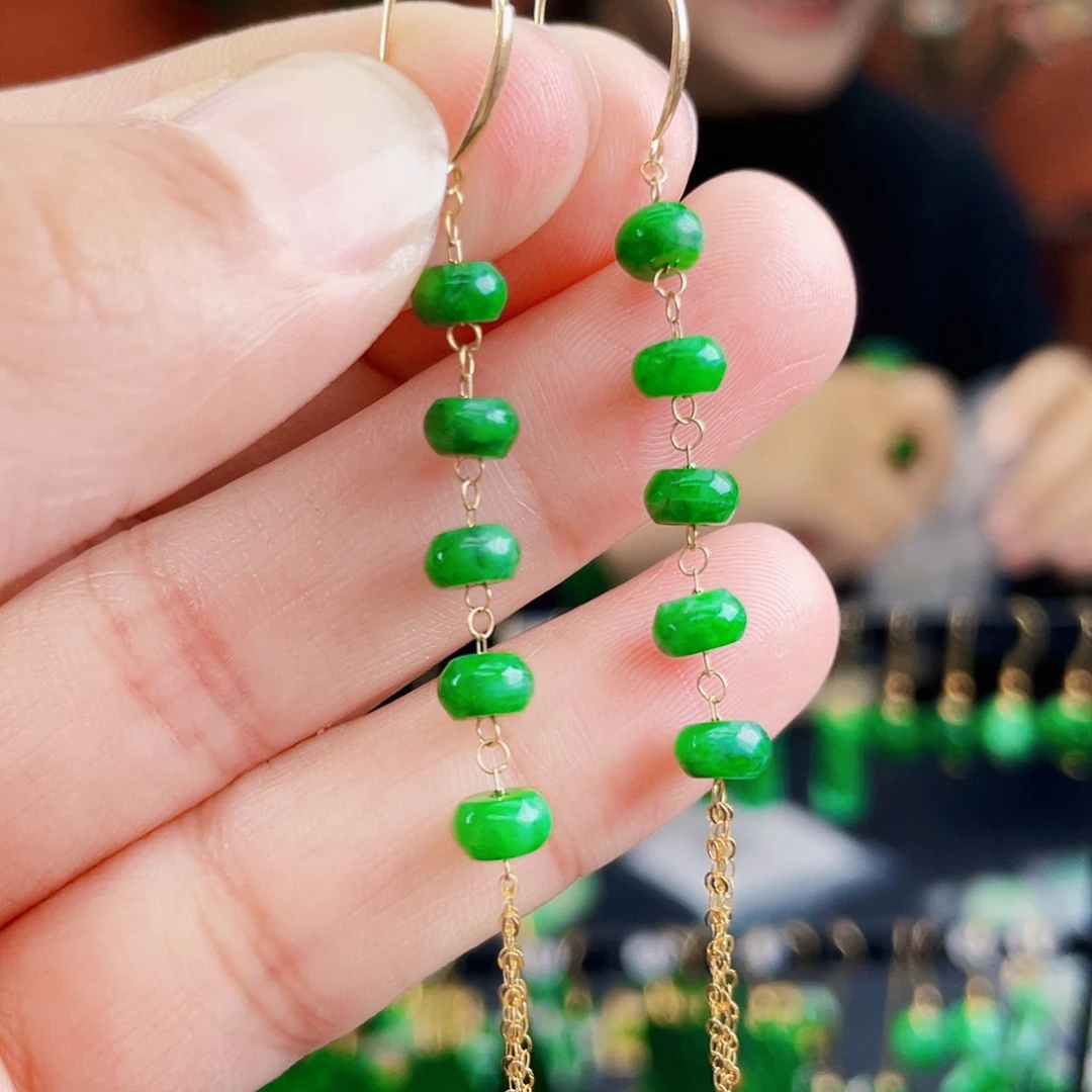 翡翠18K金镶嵌耳饰