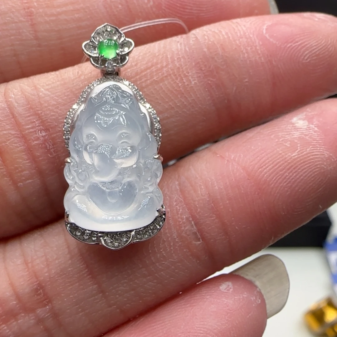 翡翠18K金镶嵌吊坠(不含链)