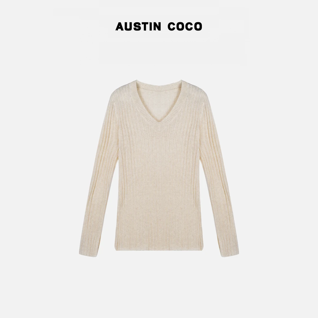 女装羊毛羊绒衫针织衫宽松V领秋冬毛针织羊毛衫S25107