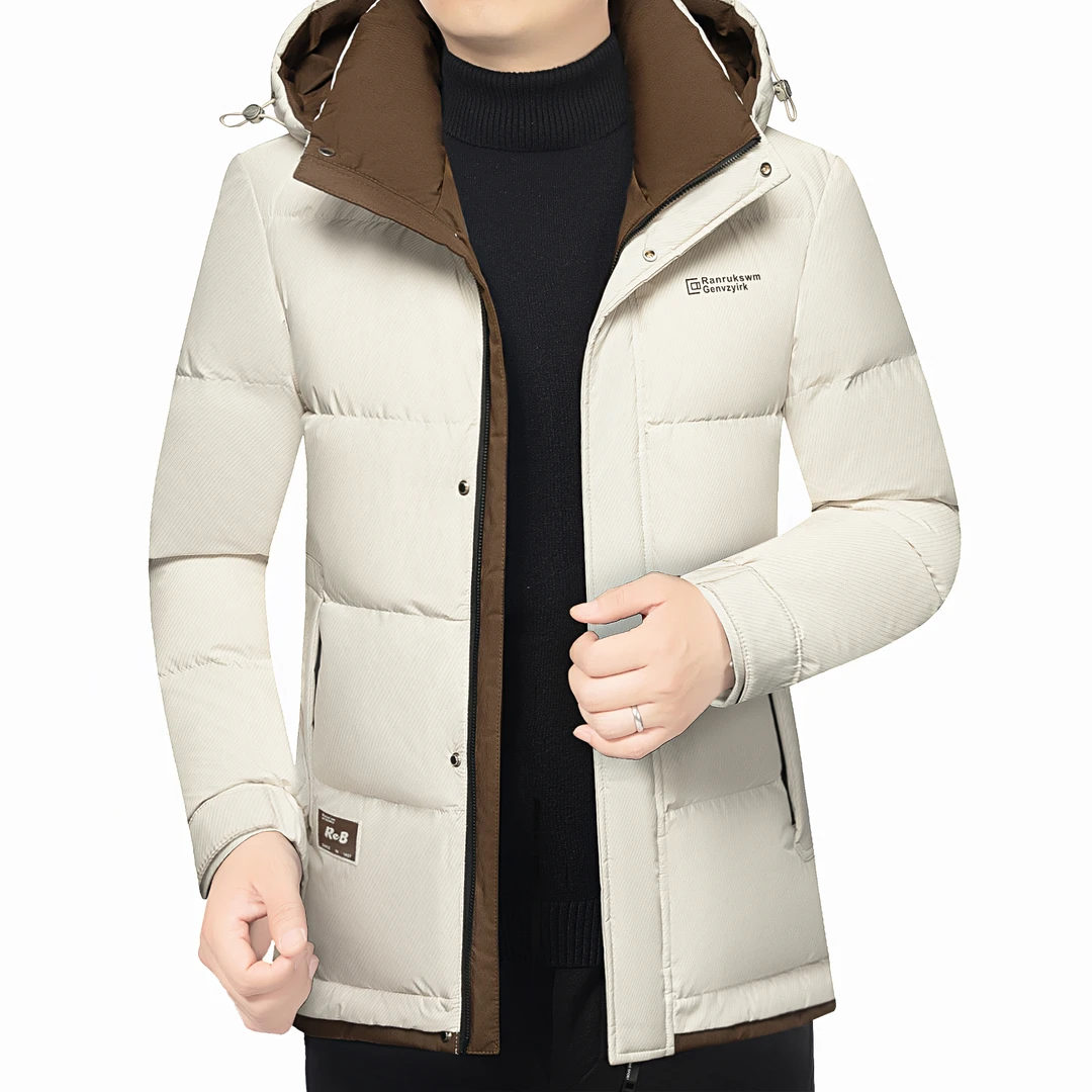 2025新款时尚连帽百搭男生白鸭绒羽绒服24206
