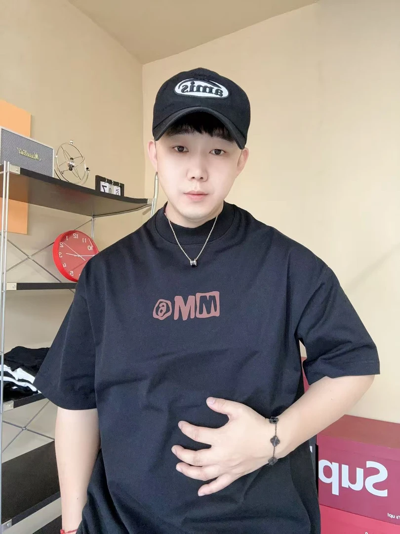 S25【M6短袖】高克情侣款时尚宽松潮流圆领纯棉短袖