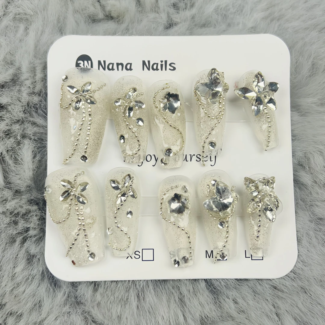 满钻流苏爆闪银穿戴甲