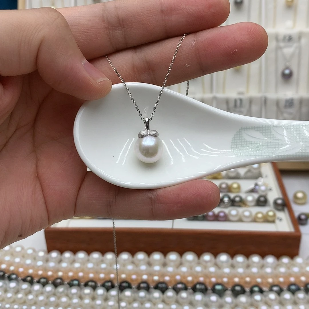 淡水珍珠银S925镶嵌吊坠(不含链)
