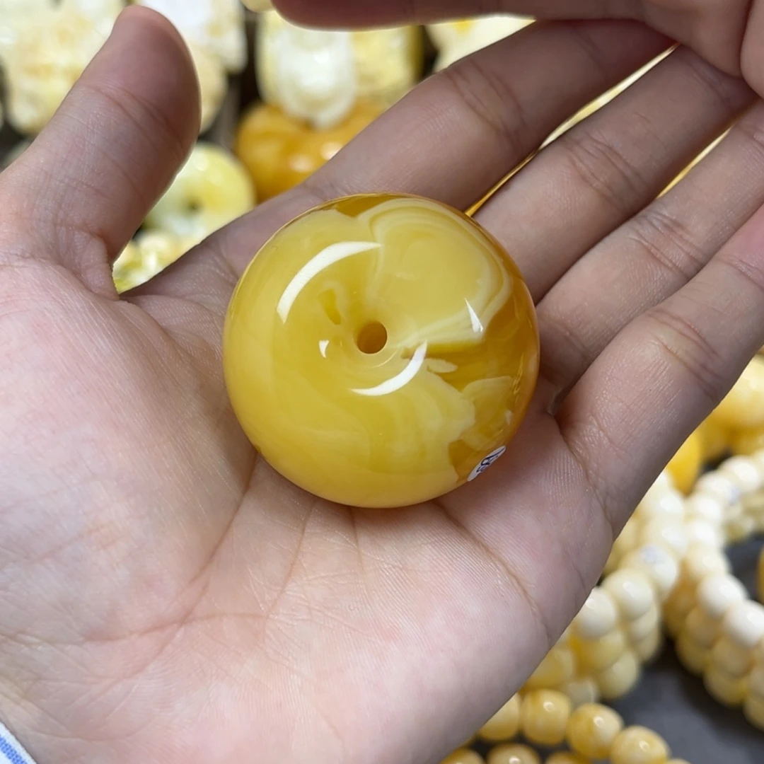 琥珀未镶嵌手串平安扣