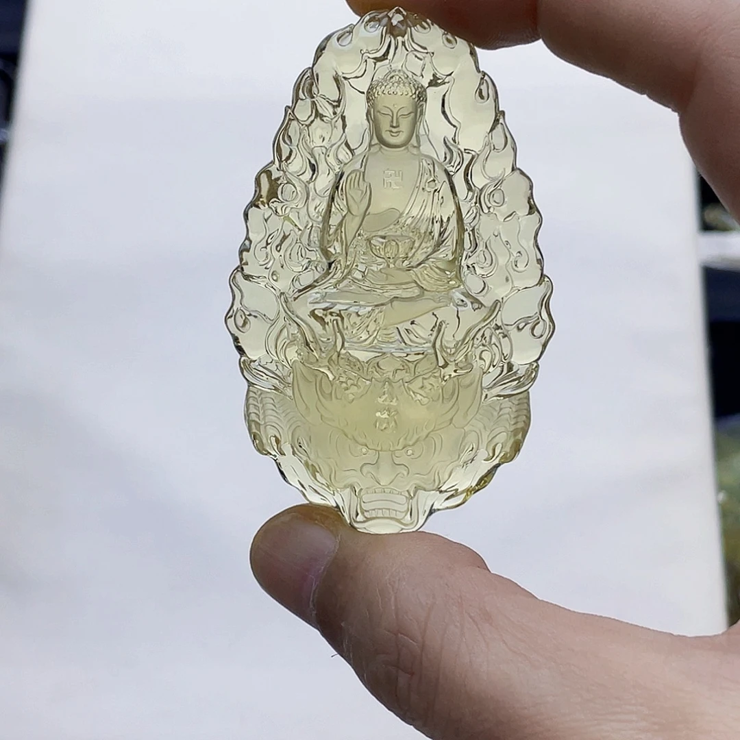 亮***你水晶颈饰未镶嵌黄水晶大师精雕阿咪