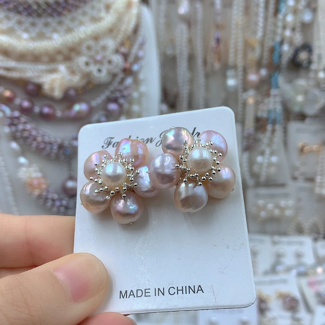 淡水珍珠耳饰银S925镶嵌