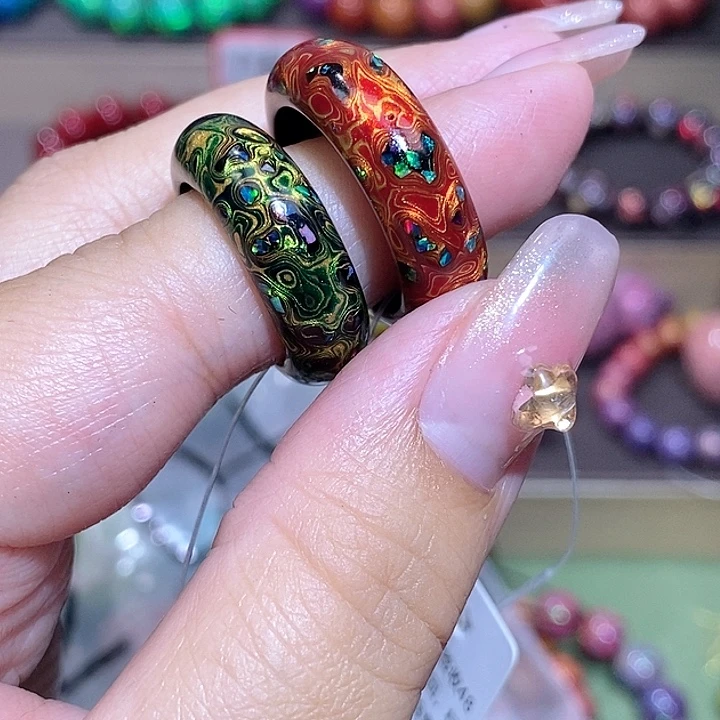 用***秋大漆戒圈两个福利红绿